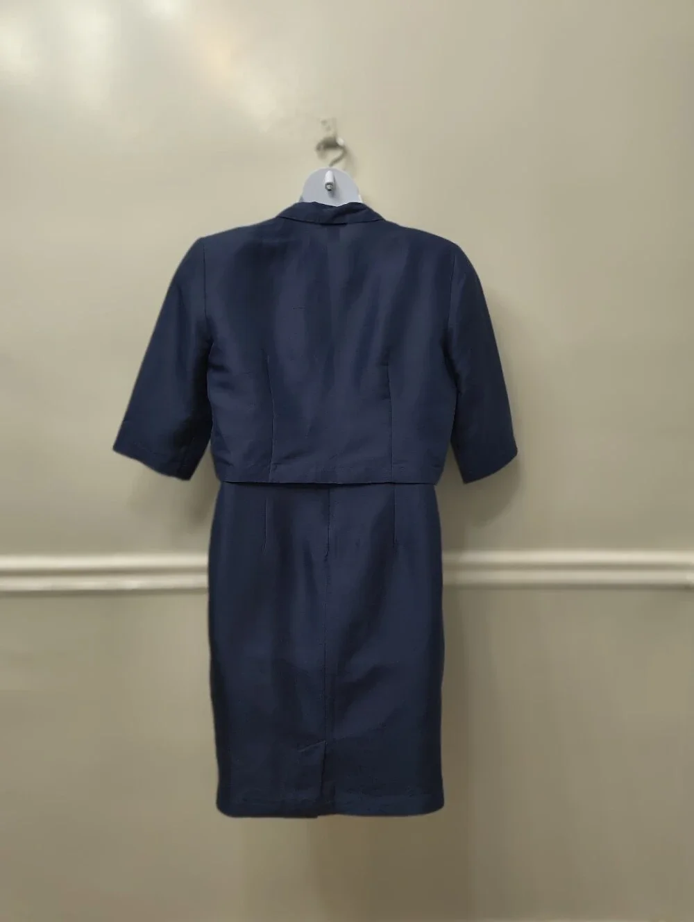 Vtg. Robbie Bee 2-Piece 100% Silk Sheath Dress Cropped Bolero Jacket Set Sz 14